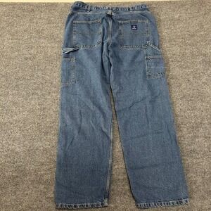 Rural King Carpenter Jeans Mens 40x36 Blue Denim Relaxed Fit Utility Workwear